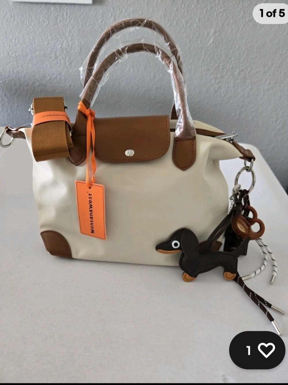 Montana West Cream and Brown With Bag Charm